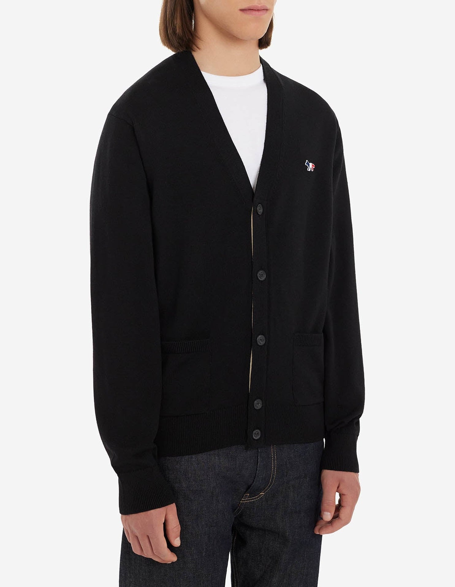 Cardigan with wool crest - Black