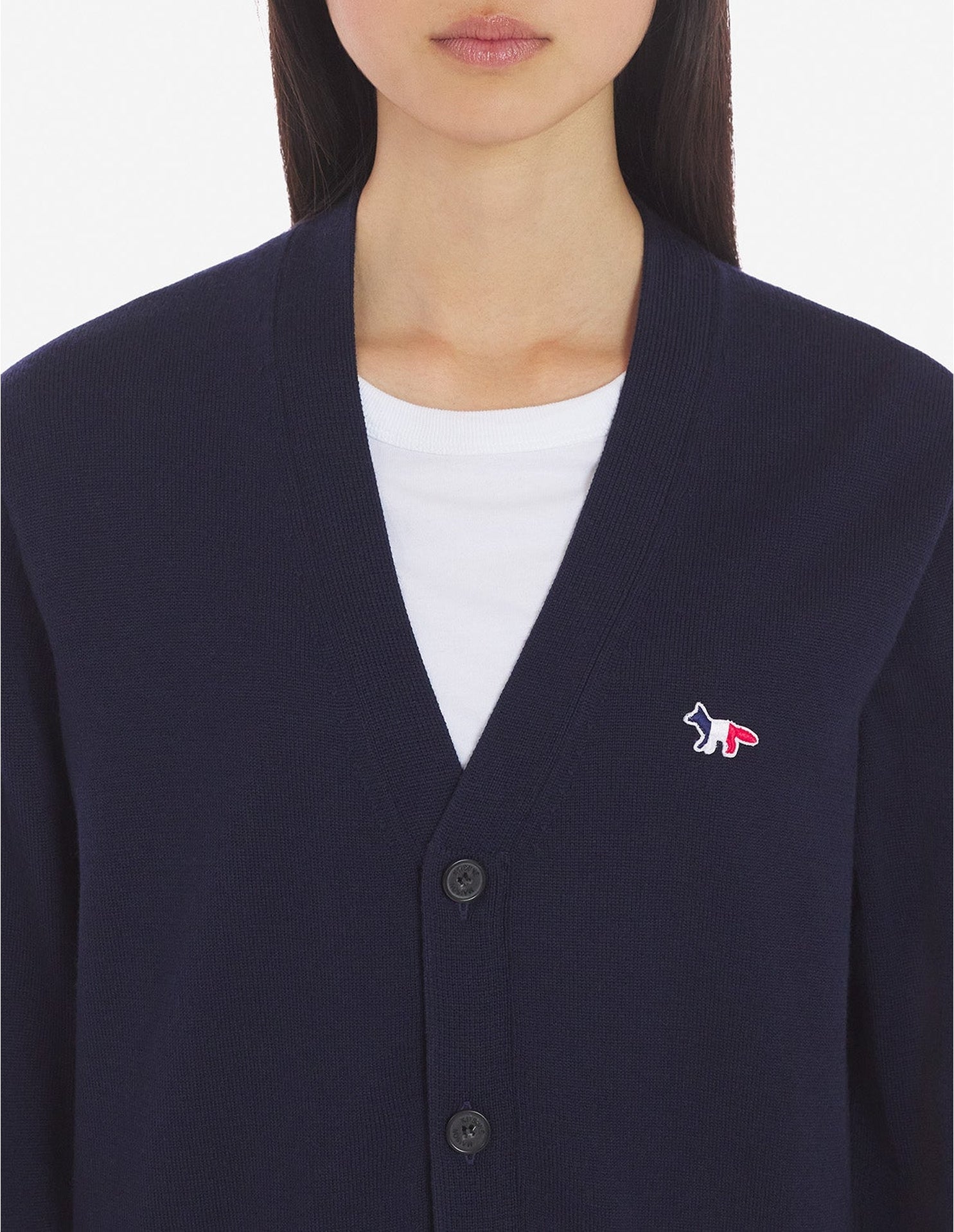 Cardigan avec écusson en laine - Navy