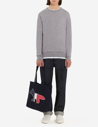 Pull avec écusson en laine - Grey Melange