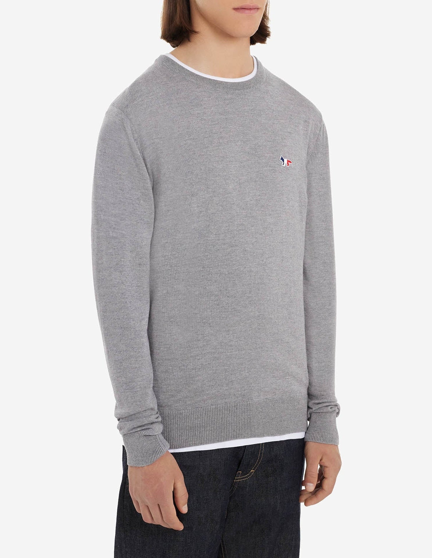 Jumper with wool crest - Grey Melange