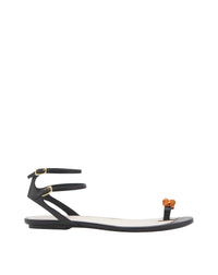 Sandales plates en cuir - Noir