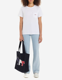 T-shirt coupe droite avec écusson - White
