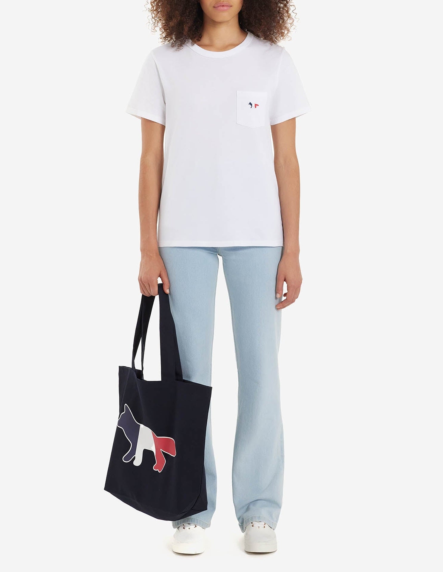 T-shirt coupe droite avec écusson - White