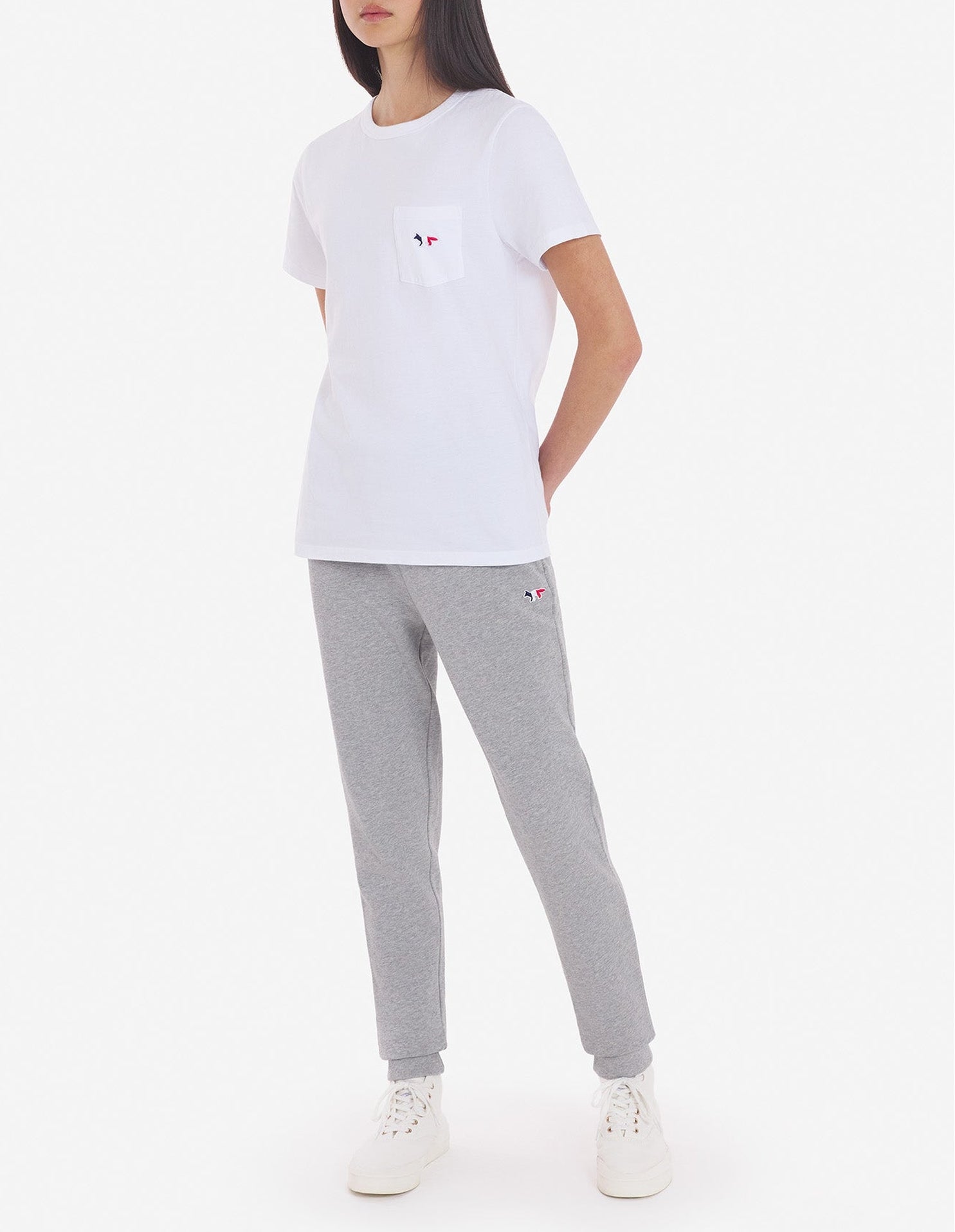 T-shirt coupe droite avec écusson - White