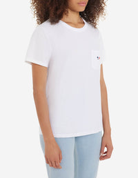 T-shirt coupe droite avec écusson - White