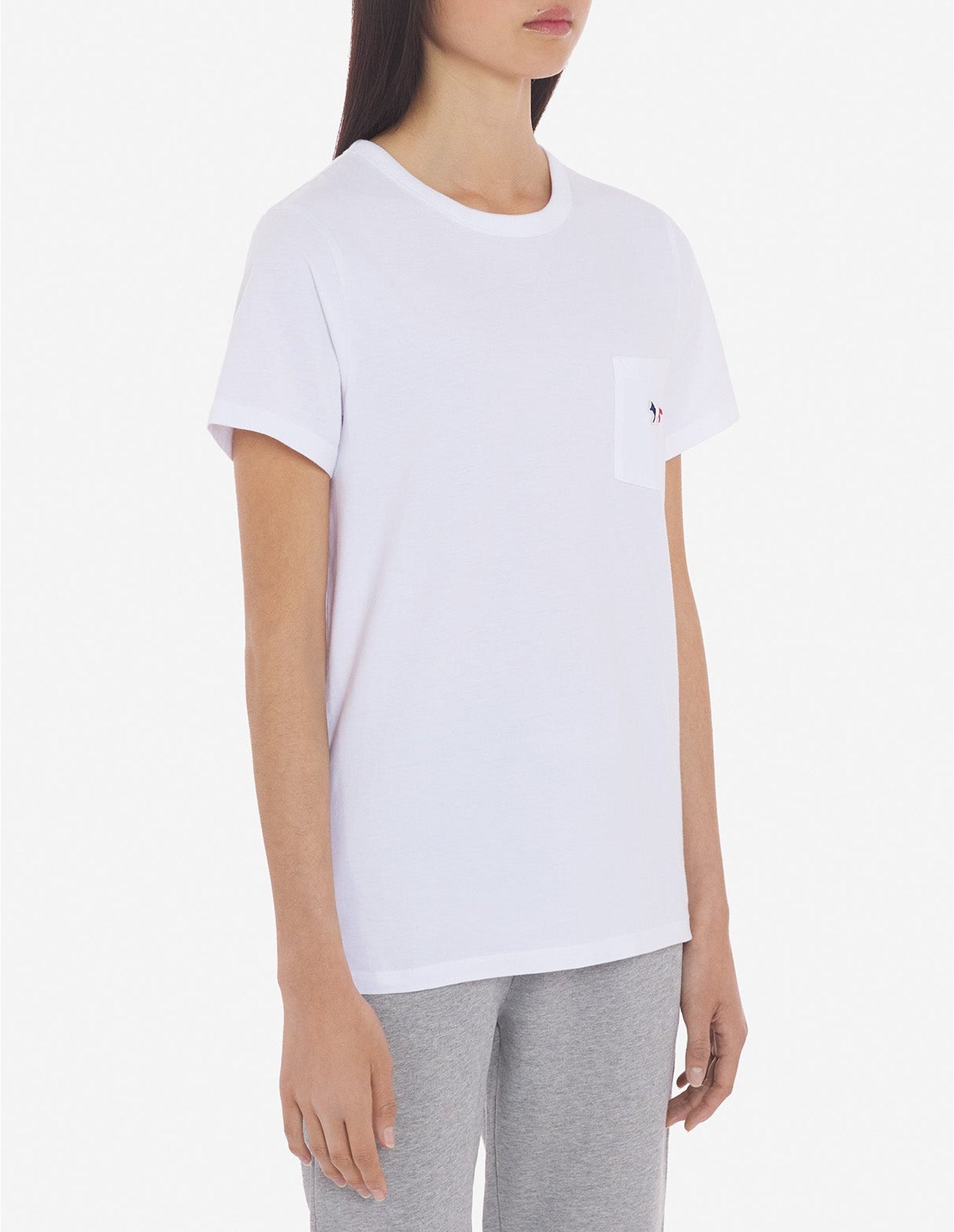 T-shirt coupe droite avec écusson - White