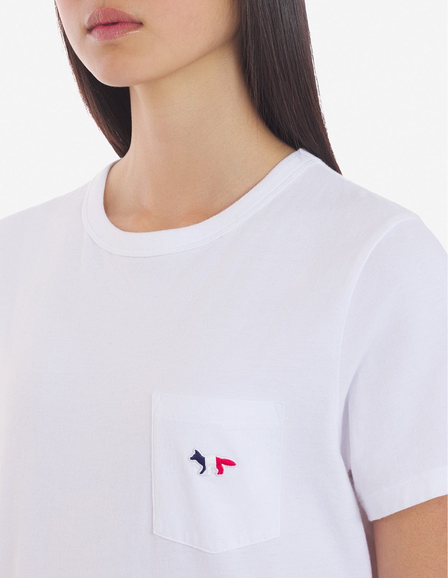T-shirt coupe droite avec écusson - White