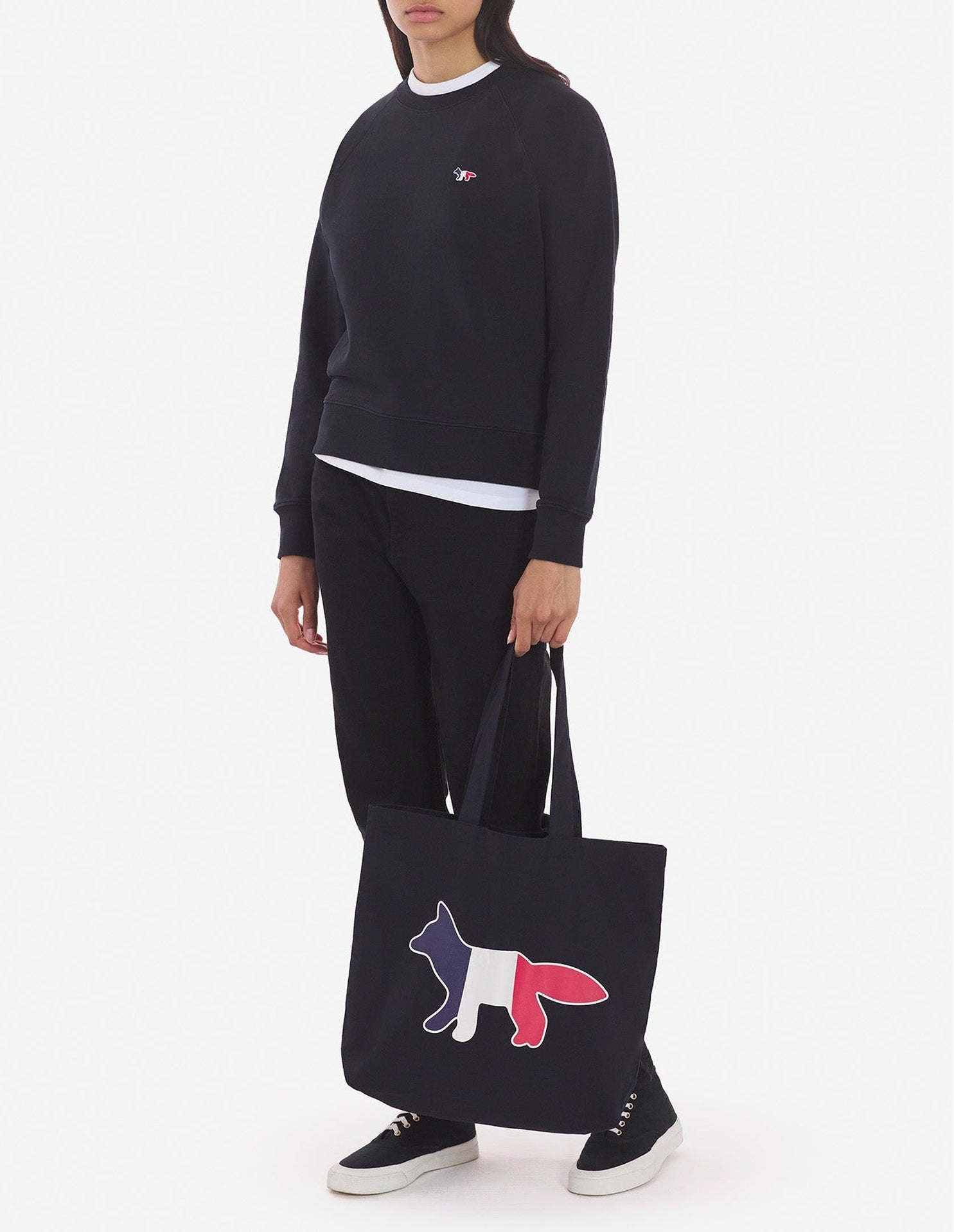 Sweatshirt ajusté Fox avec écusson - Black