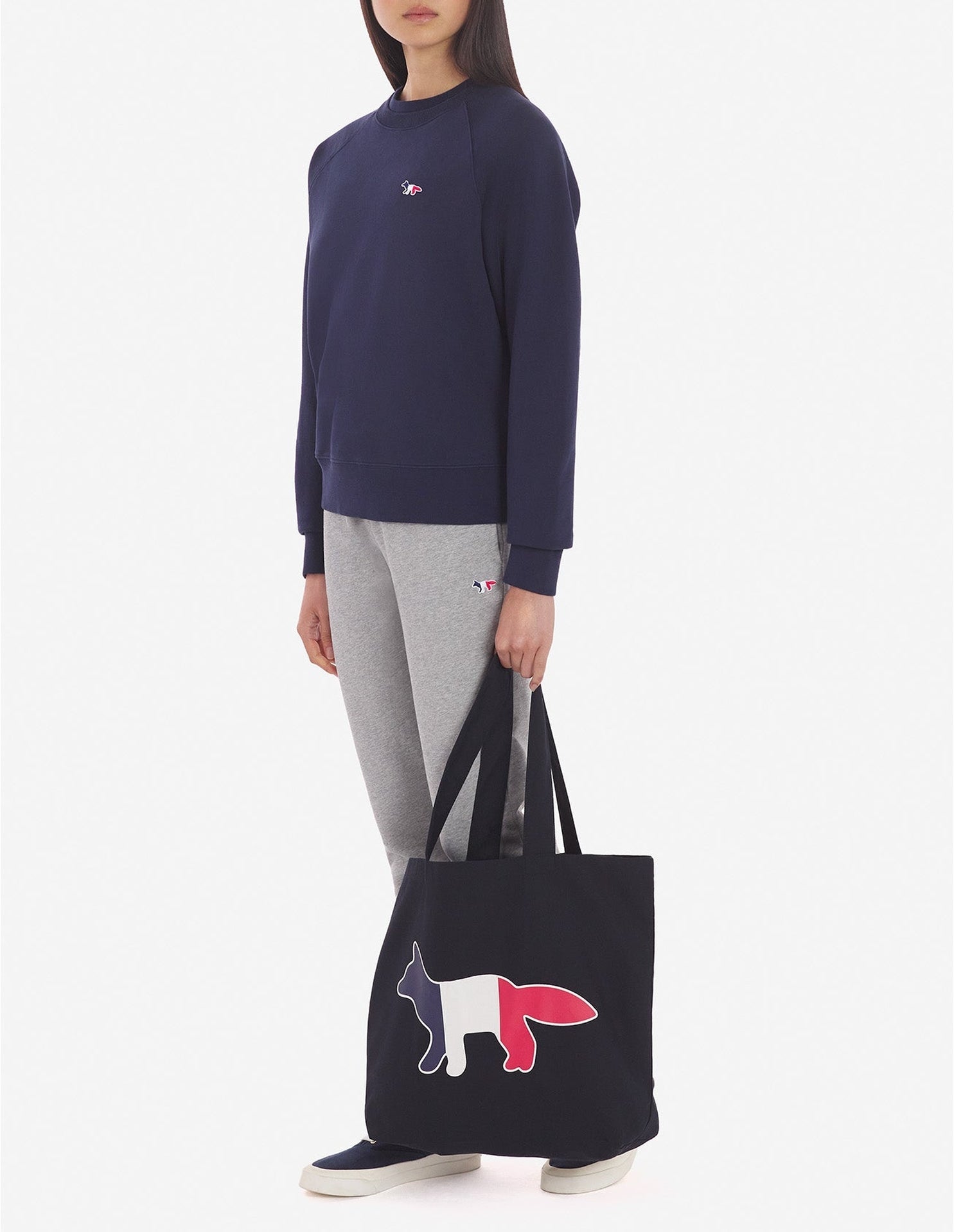 Fox fitted sweatshirt with badge - Navy