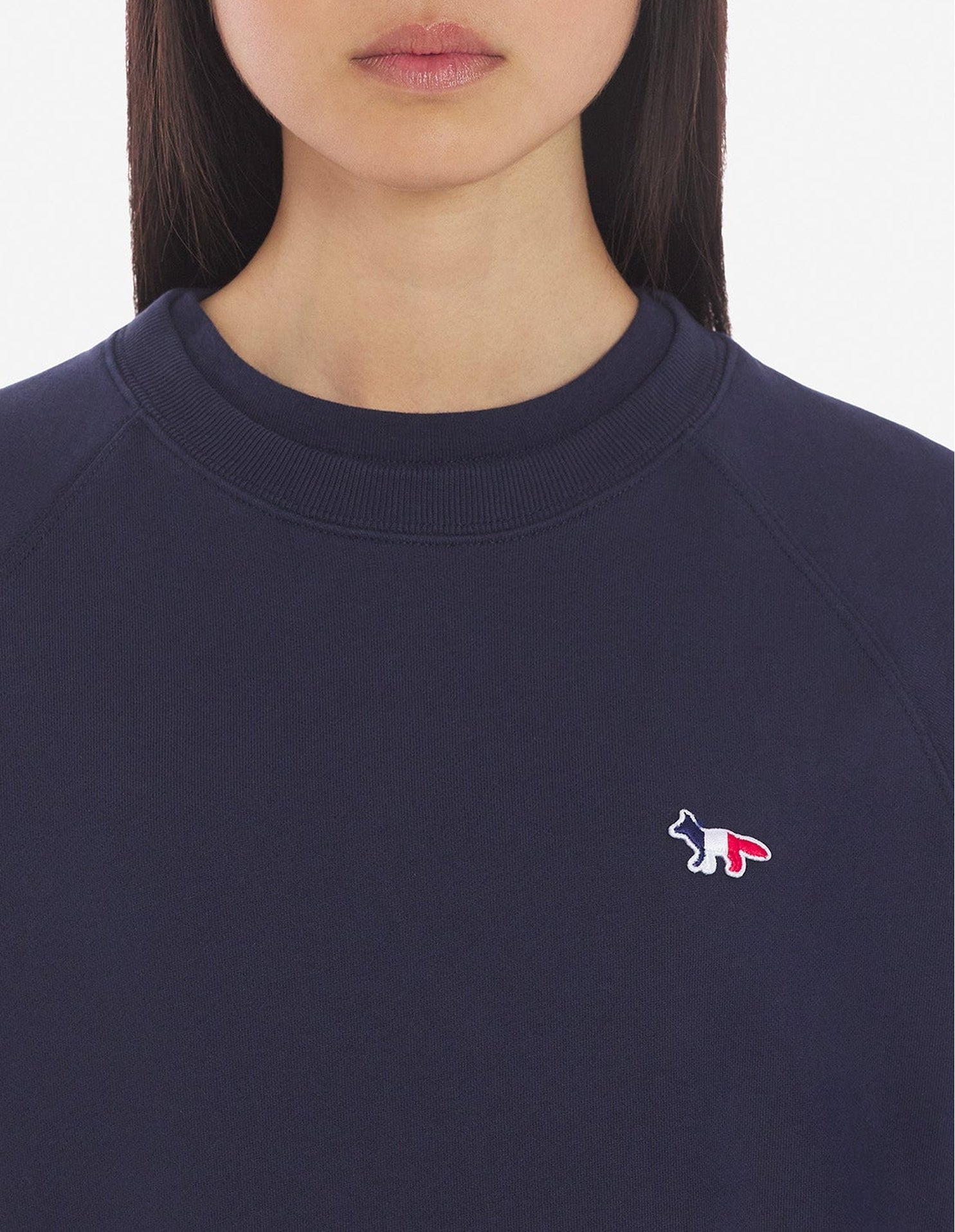 Fox fitted sweatshirt with badge - Navy