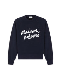 Sweatshirt à col rond ajusté avec inscription - Navy