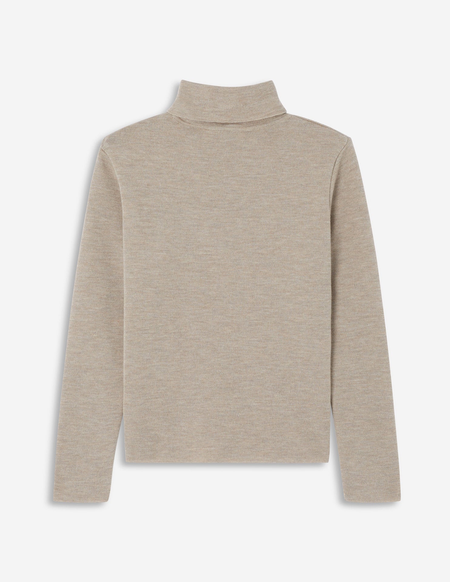 Pull à col roulé et manches longues en laine - Beige Melange