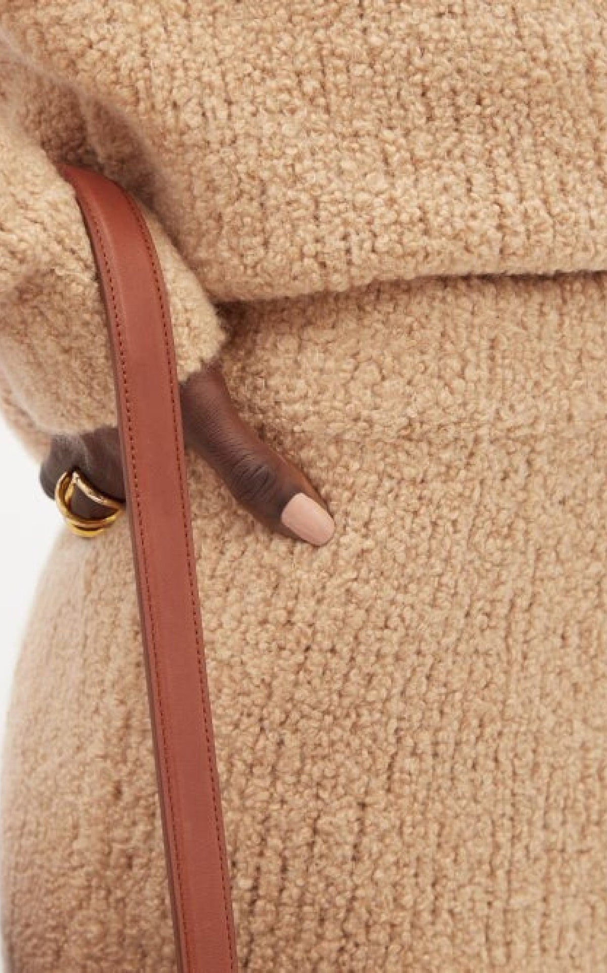 Pablo Boucle Skirt en camel bouclette cachemire soie fil