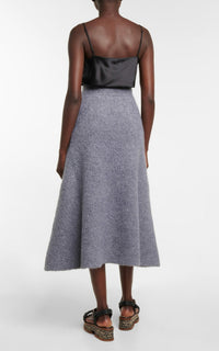 Pablo Boucle Skirt en dark gris chiné bouclette cachemire soie fil