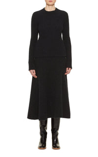 Pablo Boucle Skirt en noir bouclette cachemire soie fil