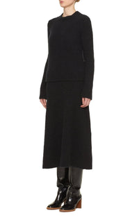 Pablo Boucle Skirt en noir bouclette cachemire soie fil