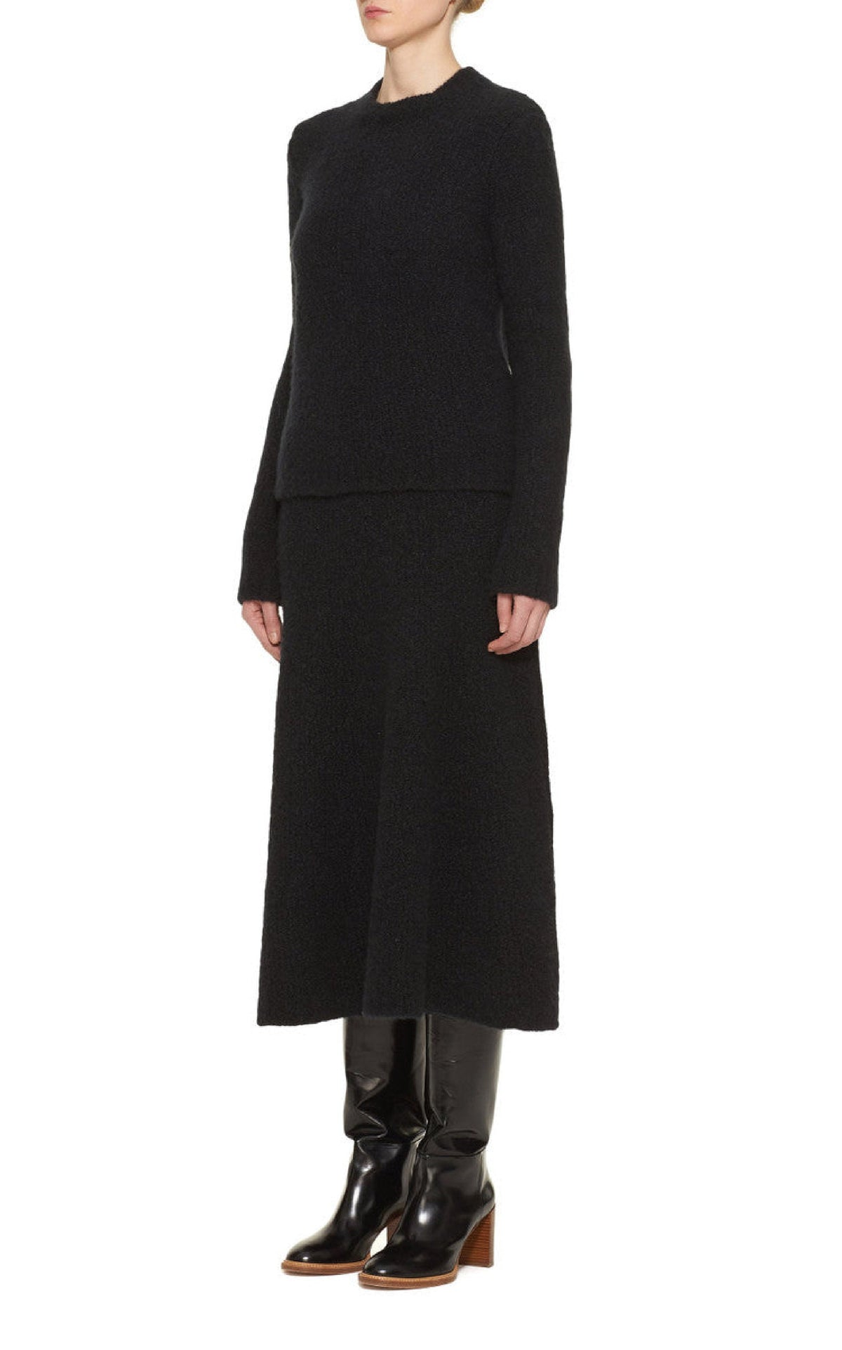 Pablo Boucle Skirt en noir bouclette cachemire soie fil