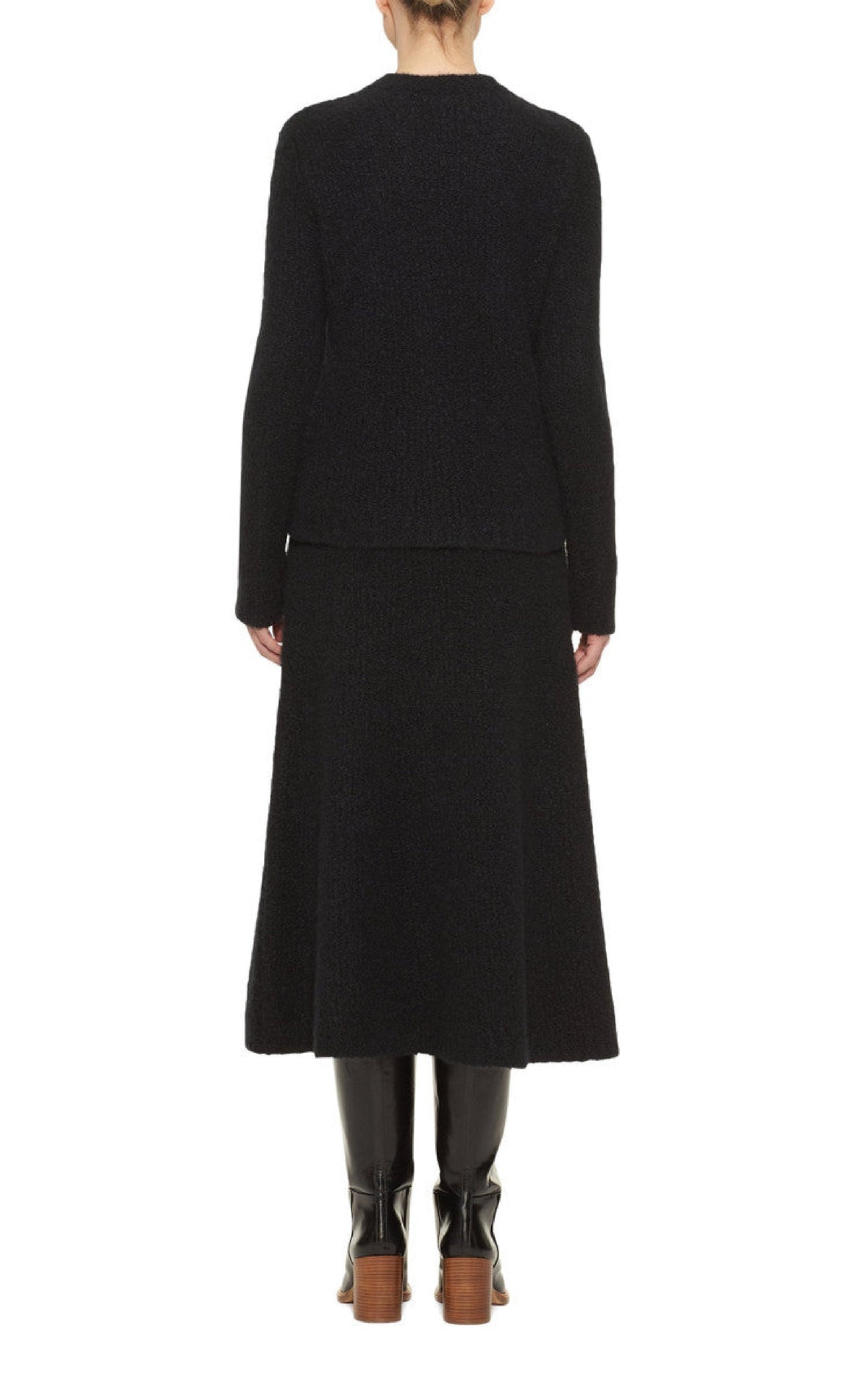Pablo Boucle Skirt en noir bouclette cachemire soie fil