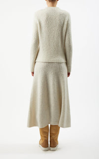 Pablo Boucle Skirt en ivoire bouclette cachemire soie fil