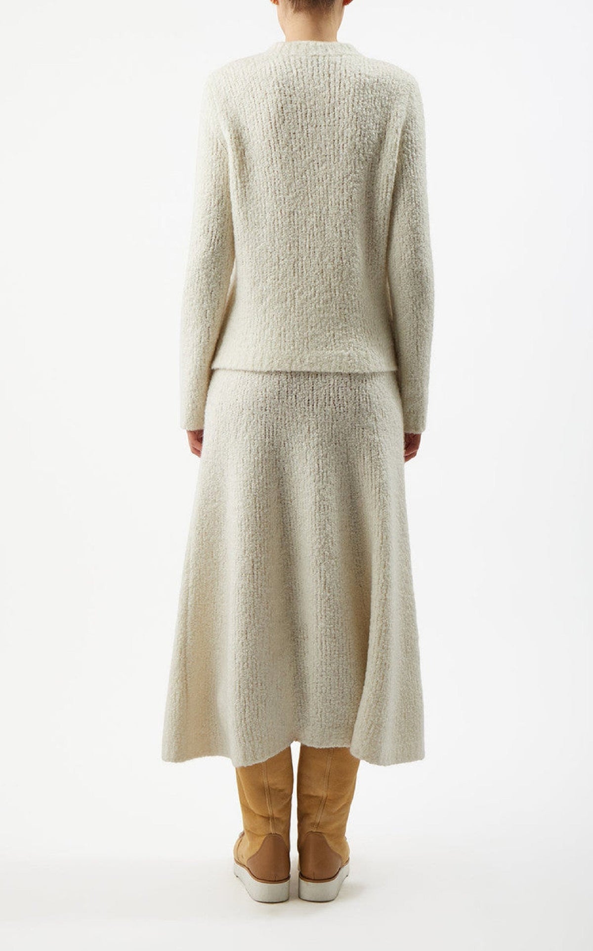 Pablo Boucle Skirt en ivoire bouclette cachemire soie fil