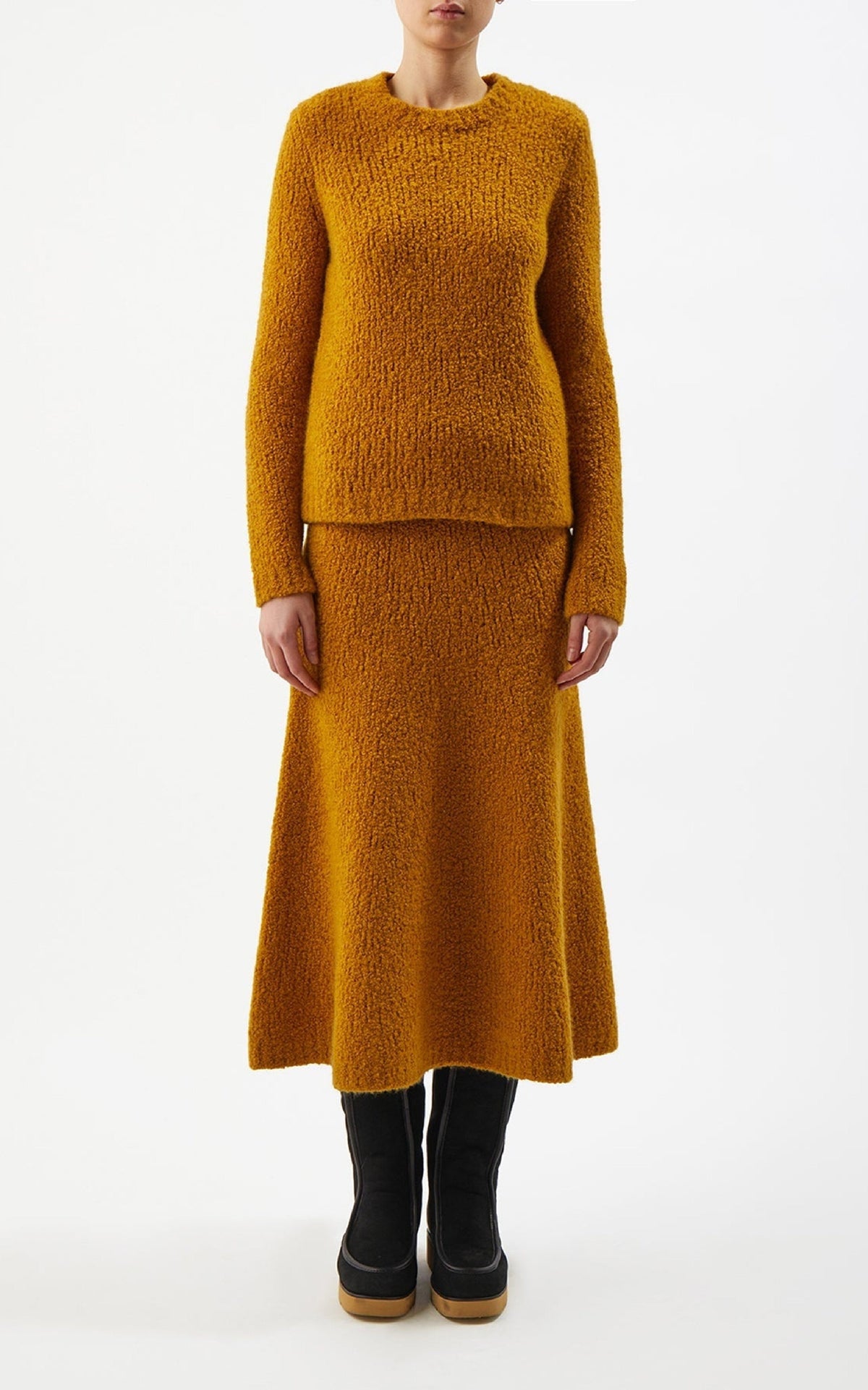 Pablo Boucle Skirt en saffron bouclette cachemire soie fil