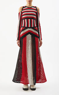 Carr Dress en rouge multicolore antilope mérinos fil