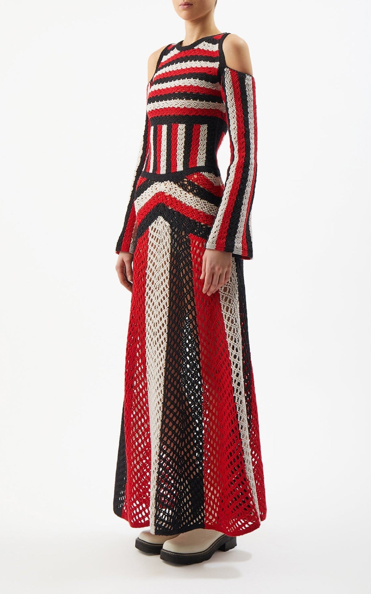 Carr Dress en rouge multicolore antilope mérinos fil