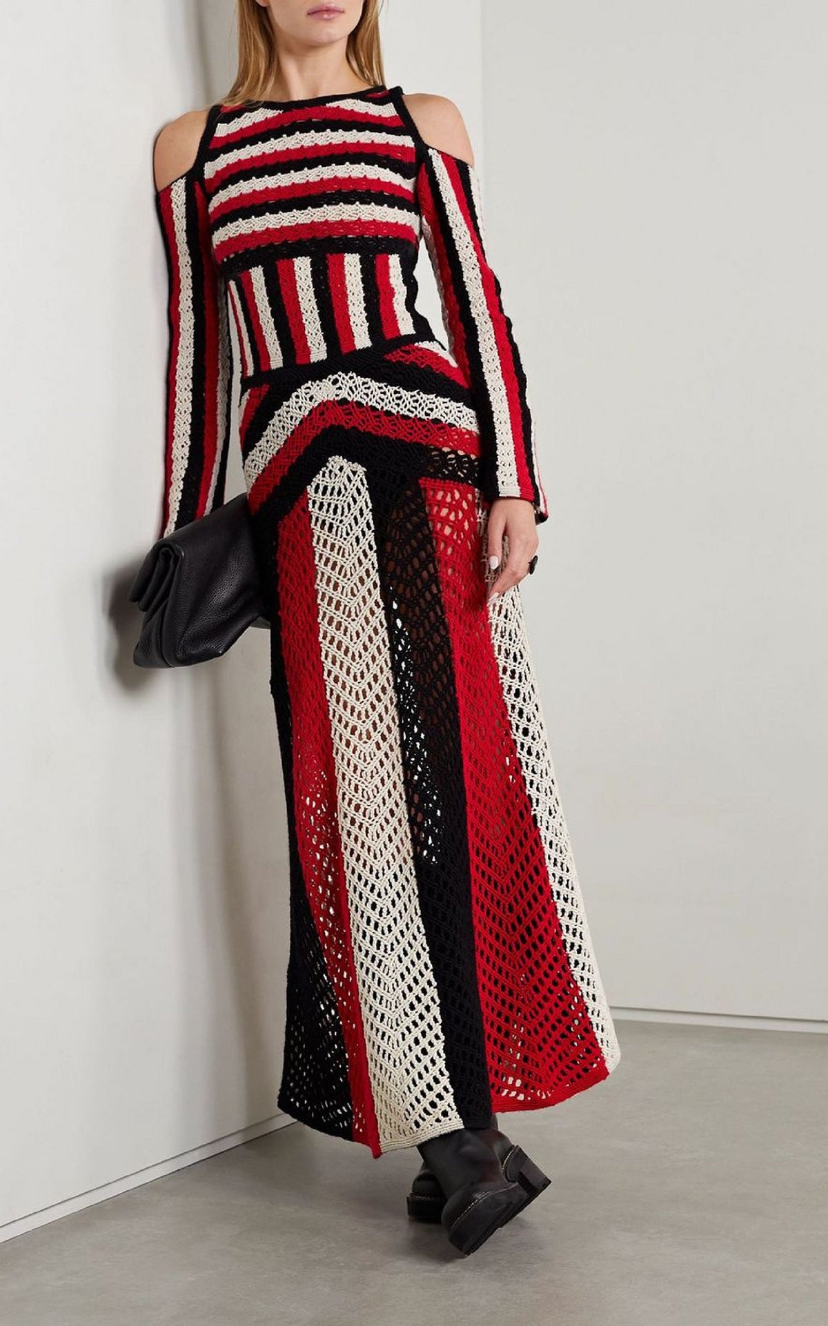 Carr Dress en rouge multicolore antilope mérinos fil