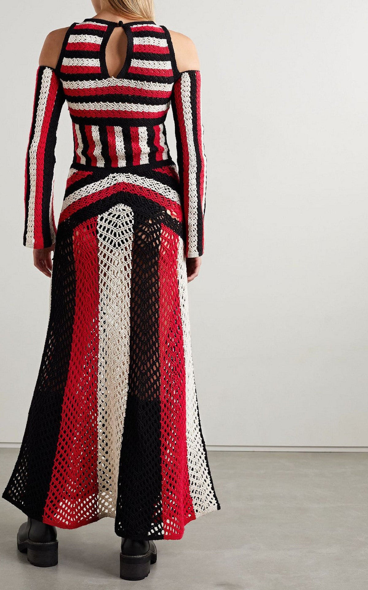 Carr Dress en rouge multicolore antilope mérinos fil
