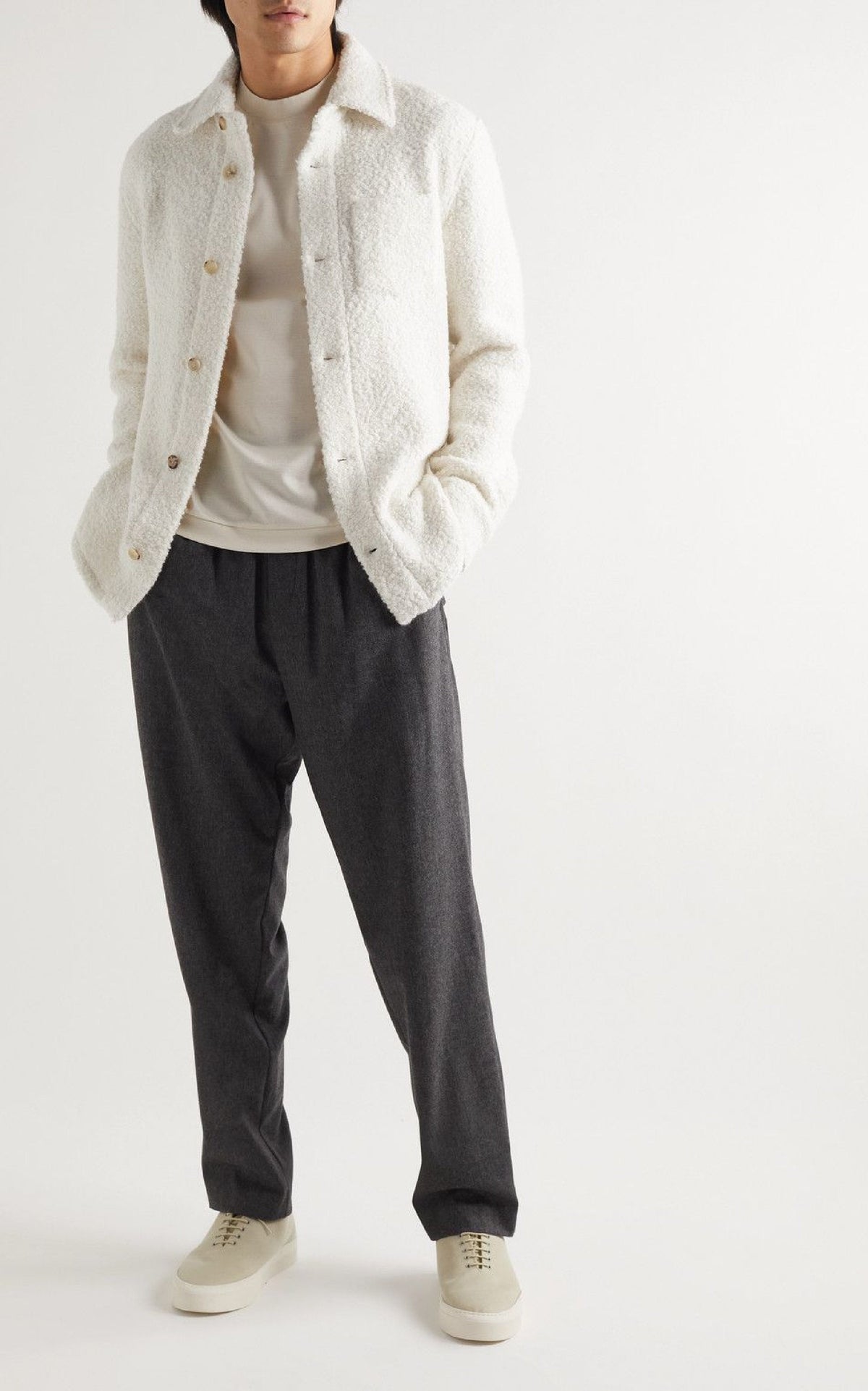 Drew Overshirt en noir eco cachemire bouclette