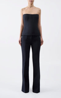 Rhein Pant en noir structured laine soie cady