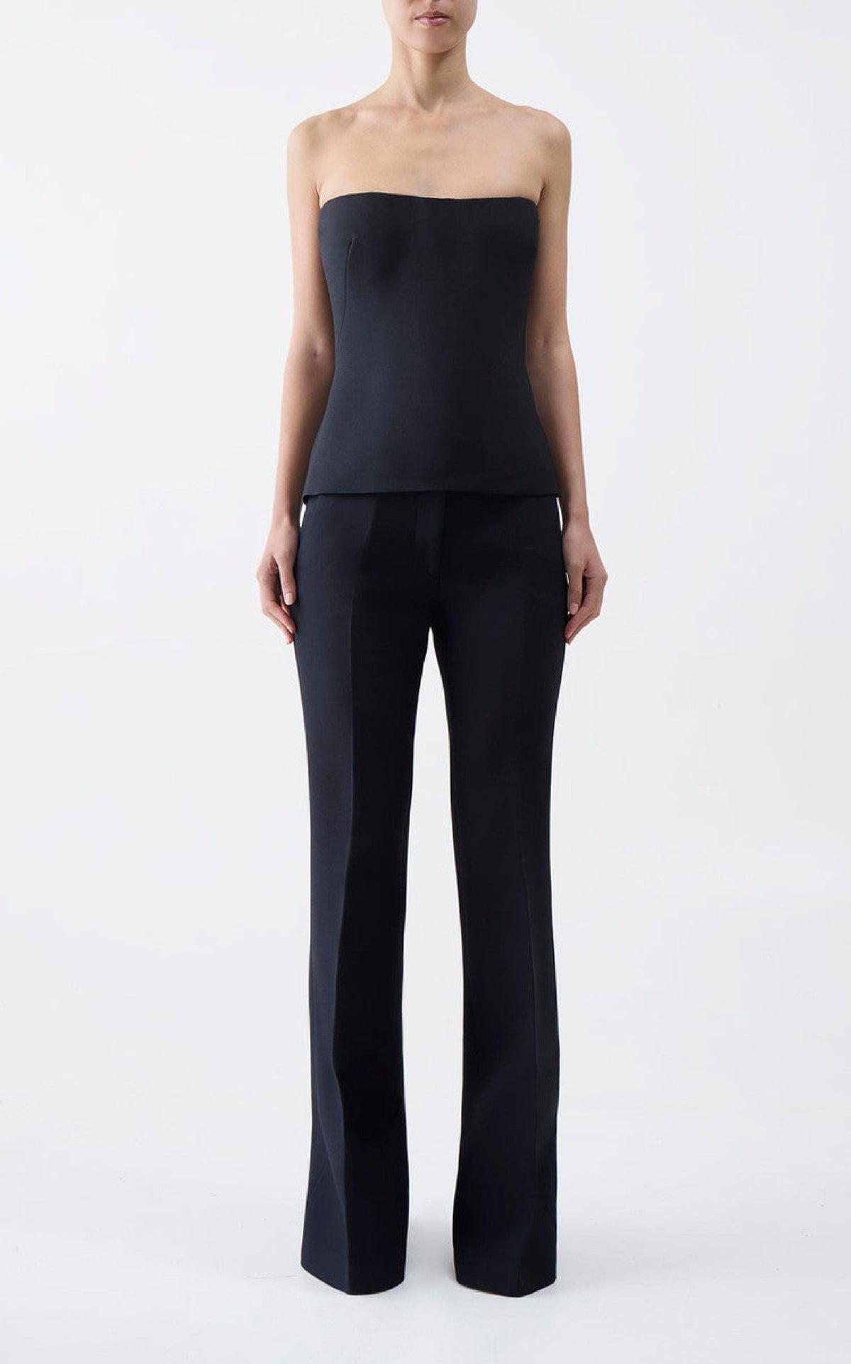 Rhein Pant en noir structured laine soie cady