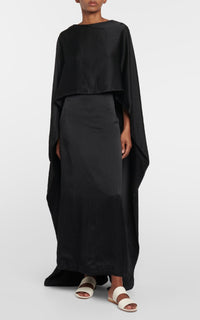 Hunter Dress en bleu marine foncé brushed cachemire soie