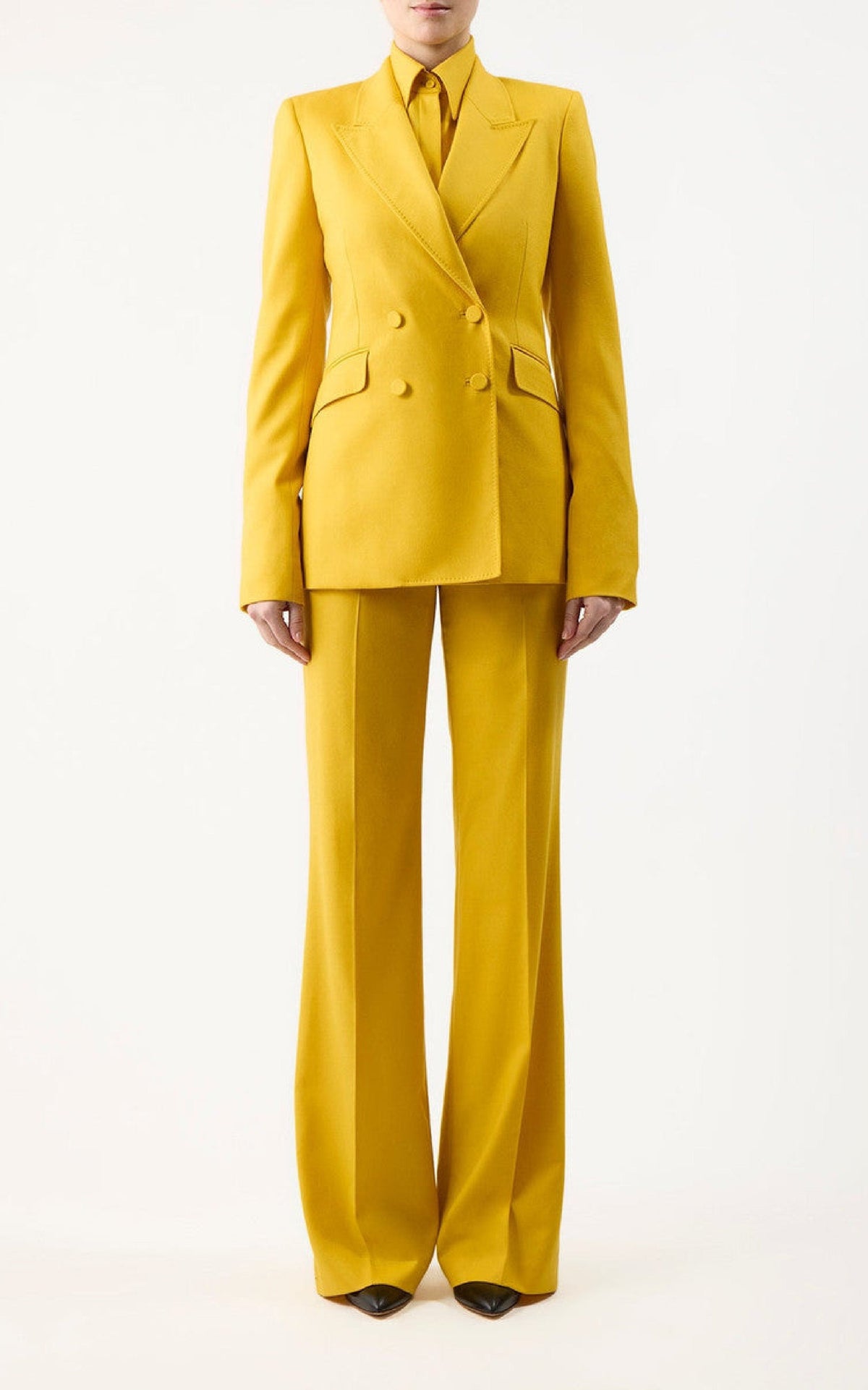 Stephanie Blazer en bouleau doré superfine laine drap de costume