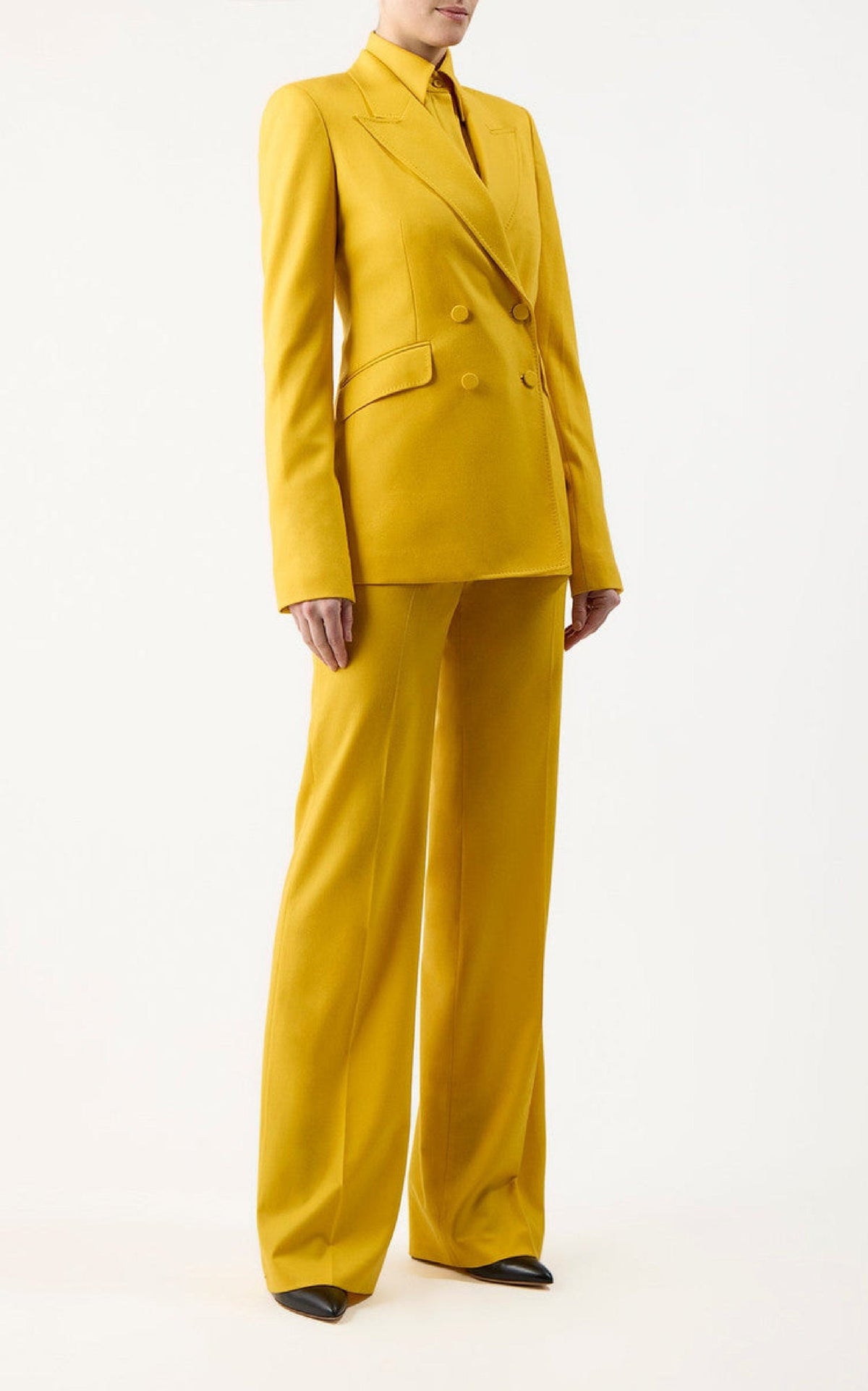 Stephanie Blazer en bouleau doré superfine laine drap de costume