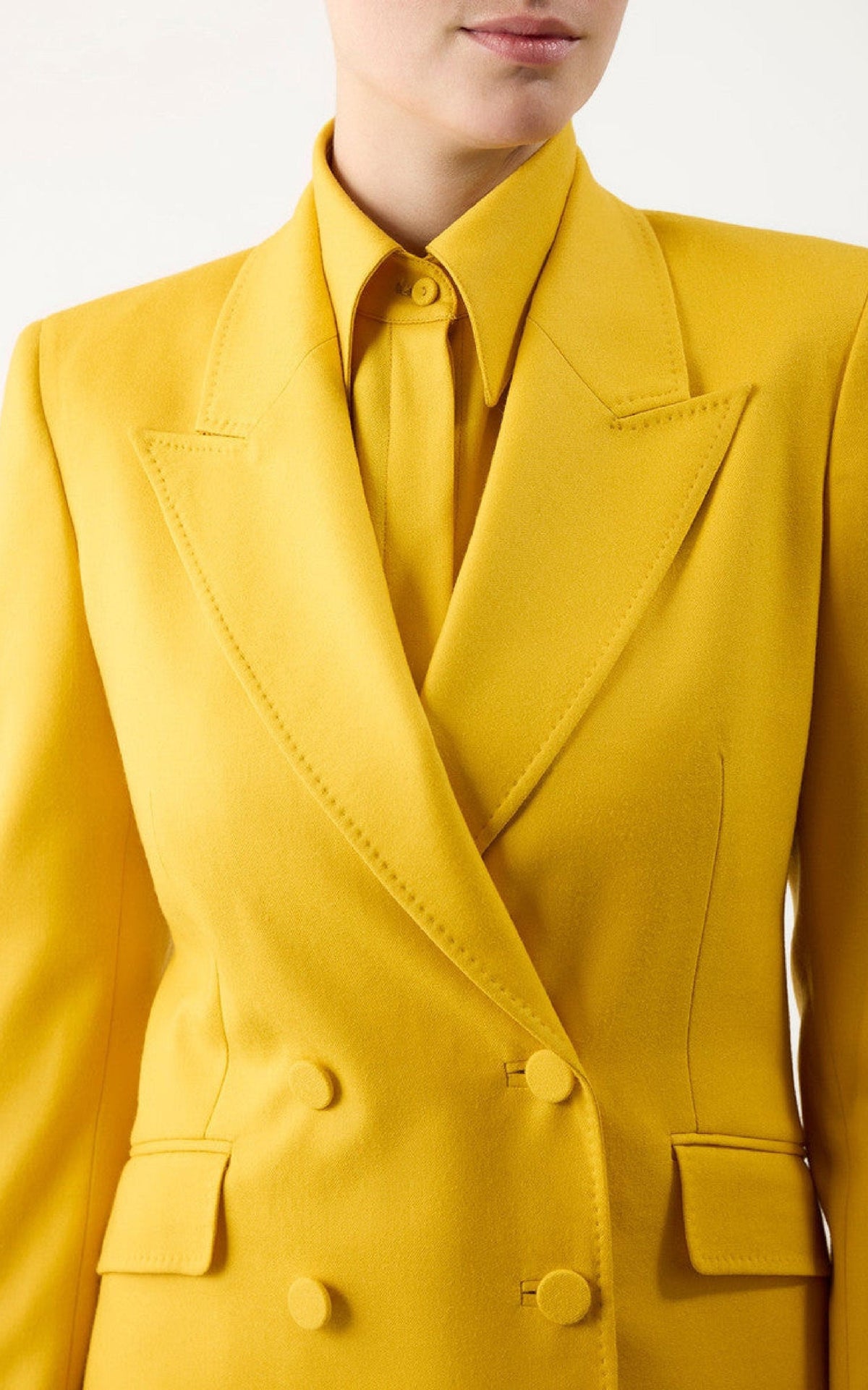 Stephanie Blazer en bouleau doré superfine laine drap de costume