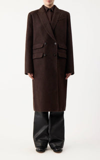 Reed Coat en chocolat recyclé cachemire feutre