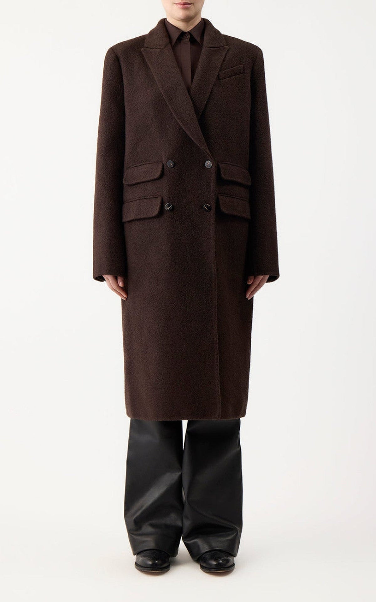 Reed Coat en chocolat recyclé cachemire feutre