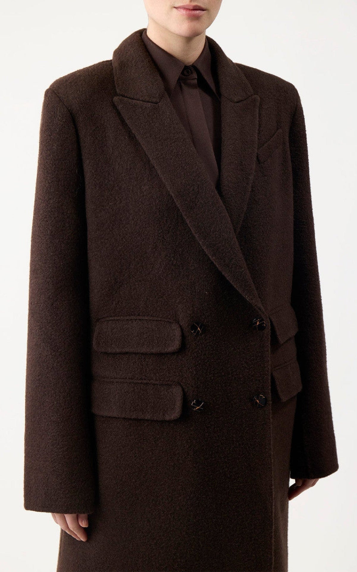 Reed Coat en chocolat recyclé cachemire feutre