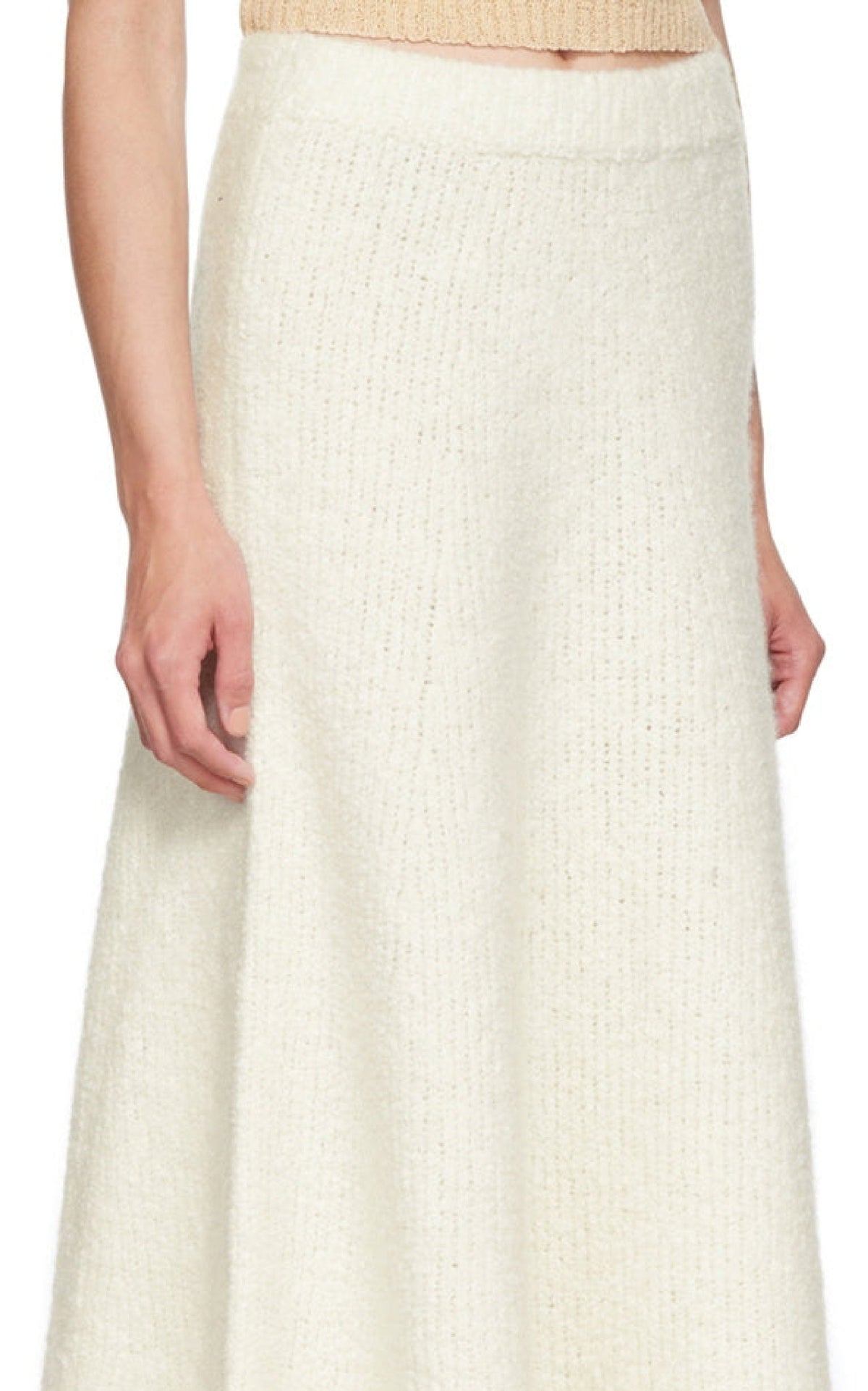 Pablo Boucle Skirt en ivoire bouclette cachemire soie fil