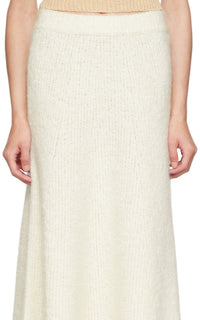 Pablo Boucle Skirt en ivoire bouclette cachemire soie fil