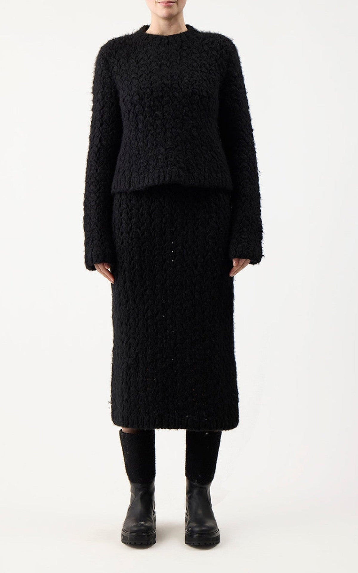Black / Jupe Collin en cachemire - Black