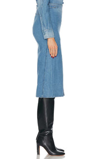 Morelos Skirt en denim bleu clair coton lin denim