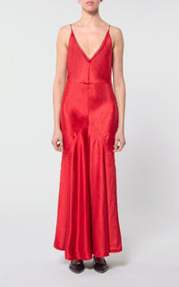 Brigita Dress en rouge écarlate liquid soie velours