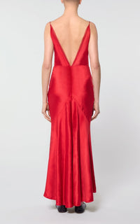 Brigita Dress en rouge écarlate liquid soie velours