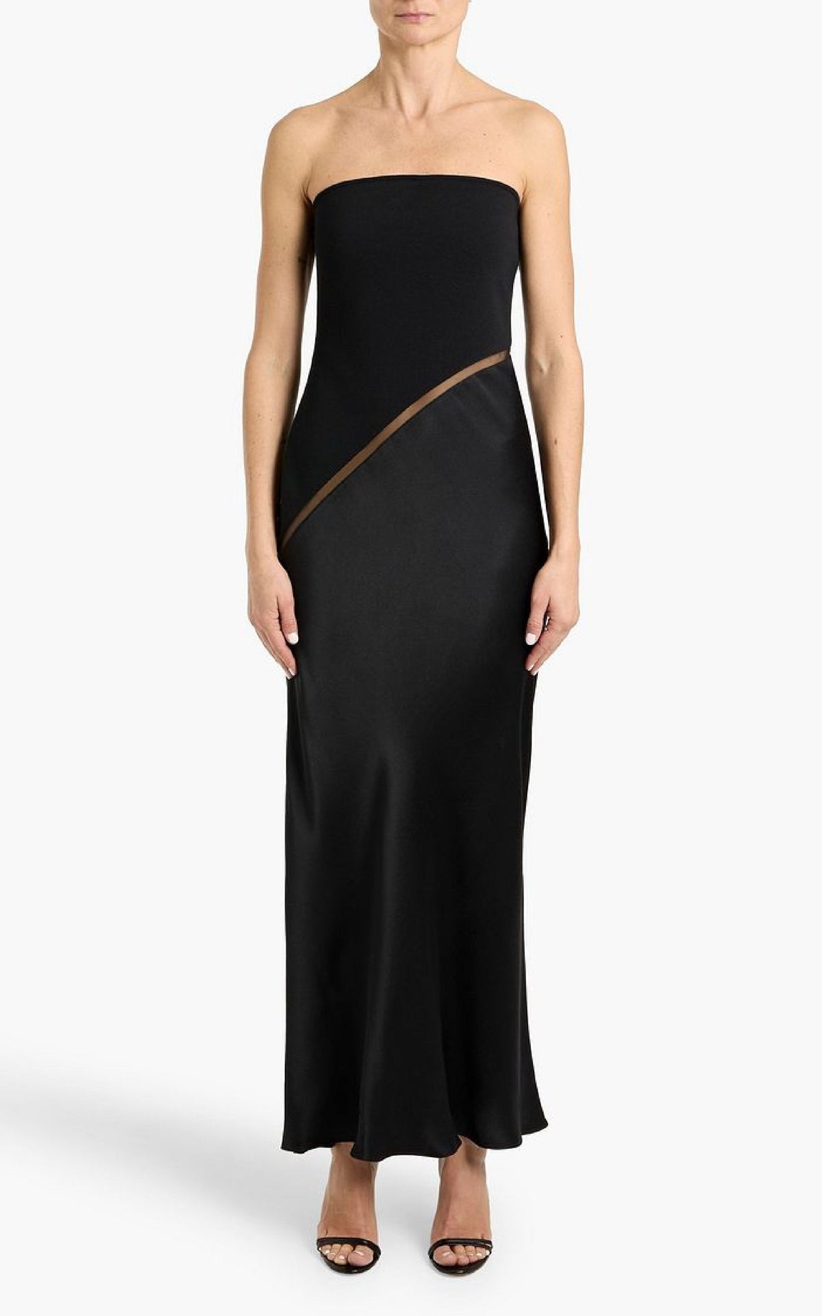 Chiki Dress en noir double soie satin