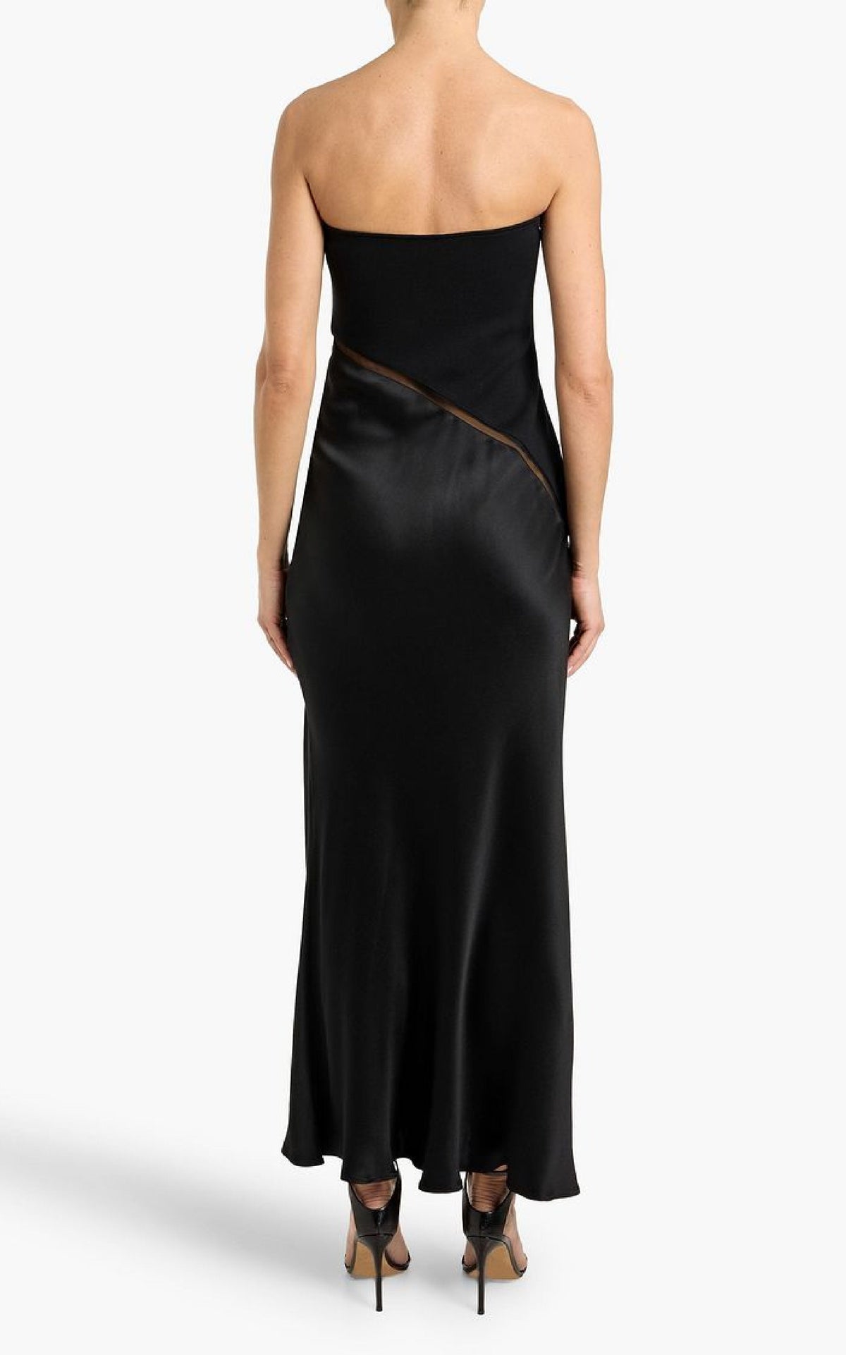 Chiki Dress en noir double soie satin