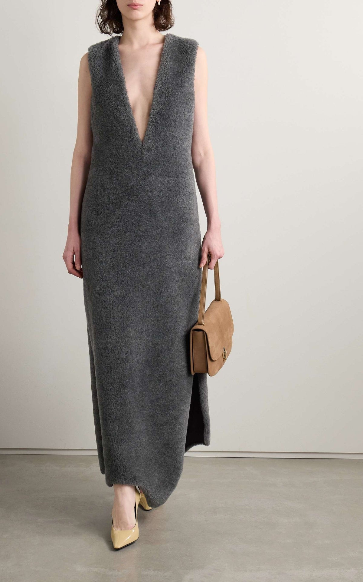 Orstone Dress en camel laine cachemire fur
