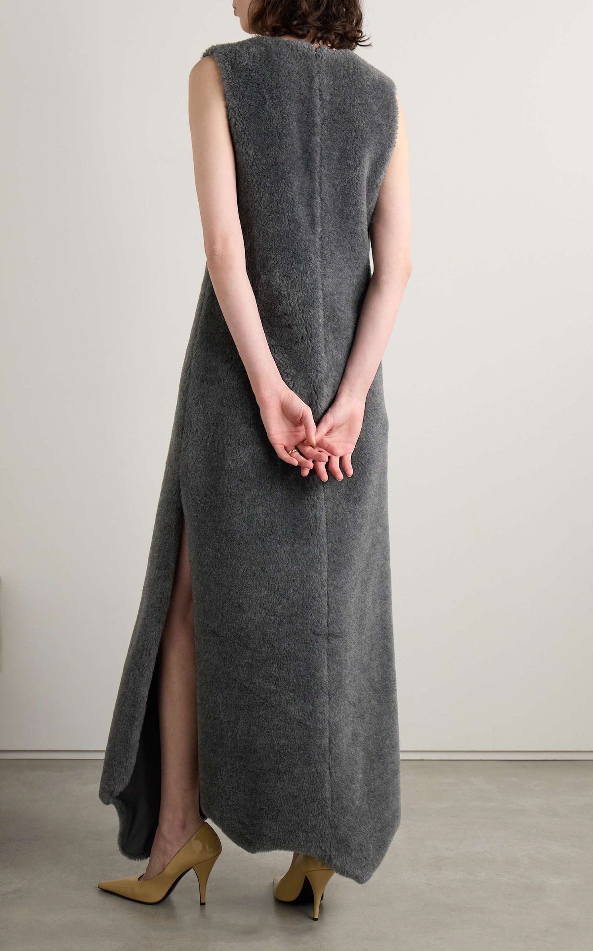 Orstone Dress en camel laine cachemire fur