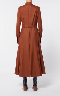 Roe Dress en rouille chiné laine cachemire flanelle